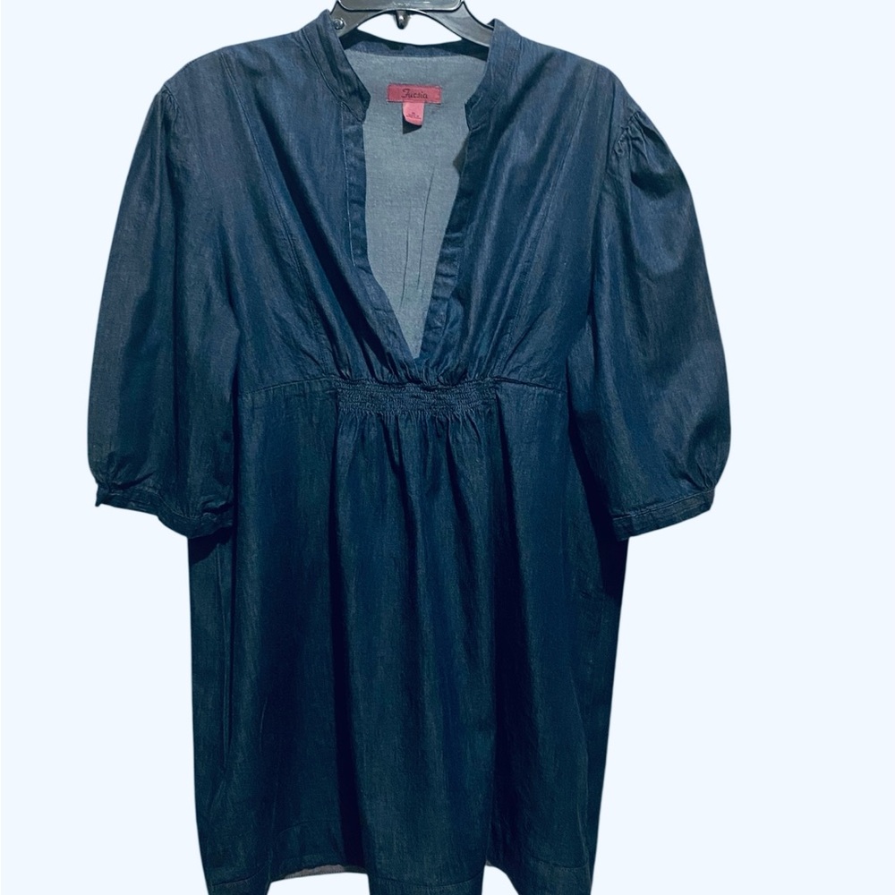 Vibrant Blue Mini Dress with Puff Sleeves and Mandarin Collar